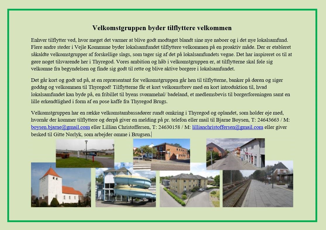 Vi byder nye borgere velkommen til Thyregod.