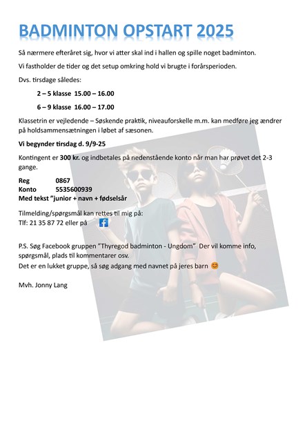 BADMINTON OPSTART 2025 Billede